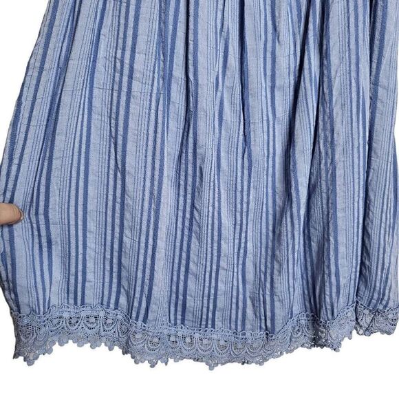 Inmod Lace Blue Striped Babydoll Tunic Mini Dress Size Small - Picture 6 of 9